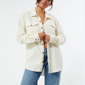 NWT Roxy Let It Go Cord Button Up Corduroy Shirt - xs